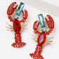 Lobster Shape Glass Stone Dangle Earrings - Glide Goods LLC