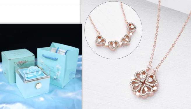 Four-Leaf Clover & Heart Necklace Gift Set - Dainty Gold Jewelry - Glide Goods LLC