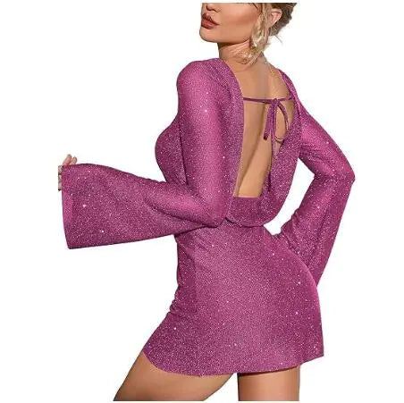KATE – Glittering Open-Back Dress ✨ - Glide Goods LLC