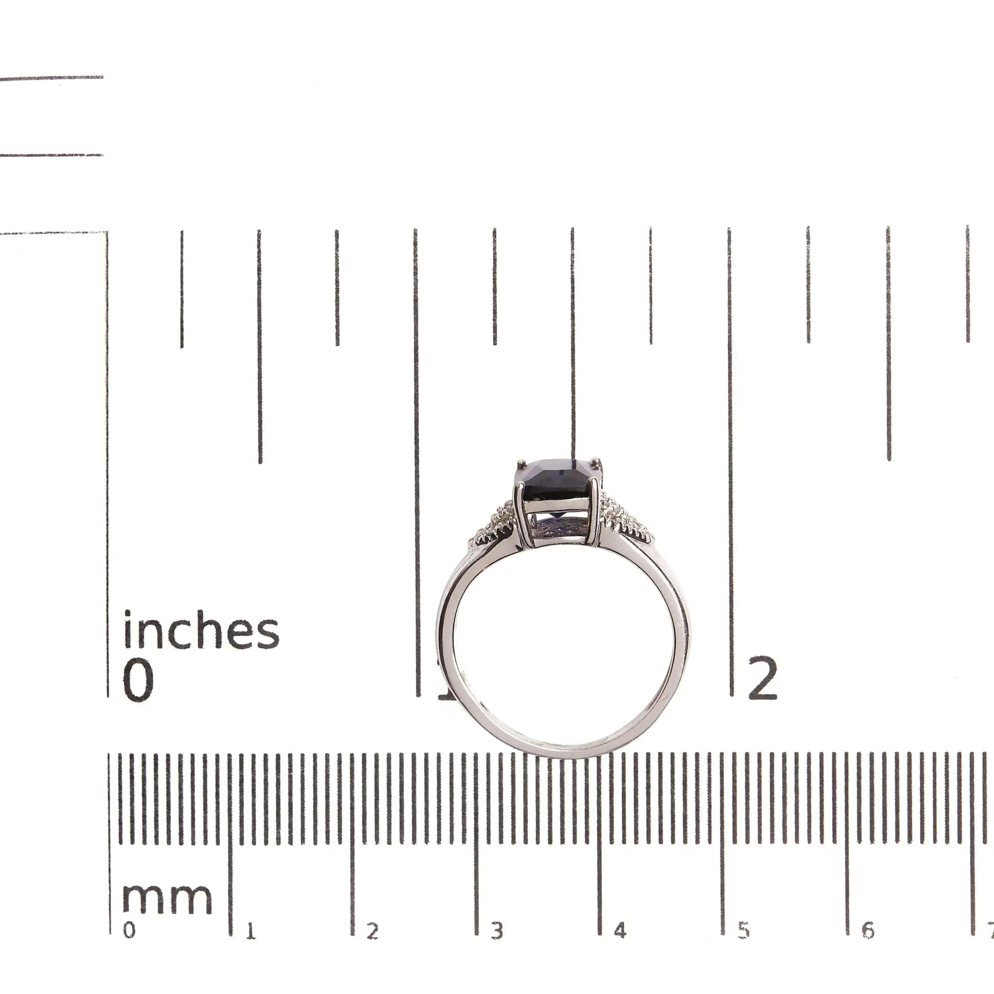.925 Sterling Silver 9X7 mm Cushion Cut Blue Sapphire and White Diamond Step up Engagement Ring (I-J Color, I3 Clarity) - Glide Goods LLC
