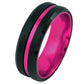 Black Tungsten and Hot Pink Stripe Ring - Glide Goods LLC