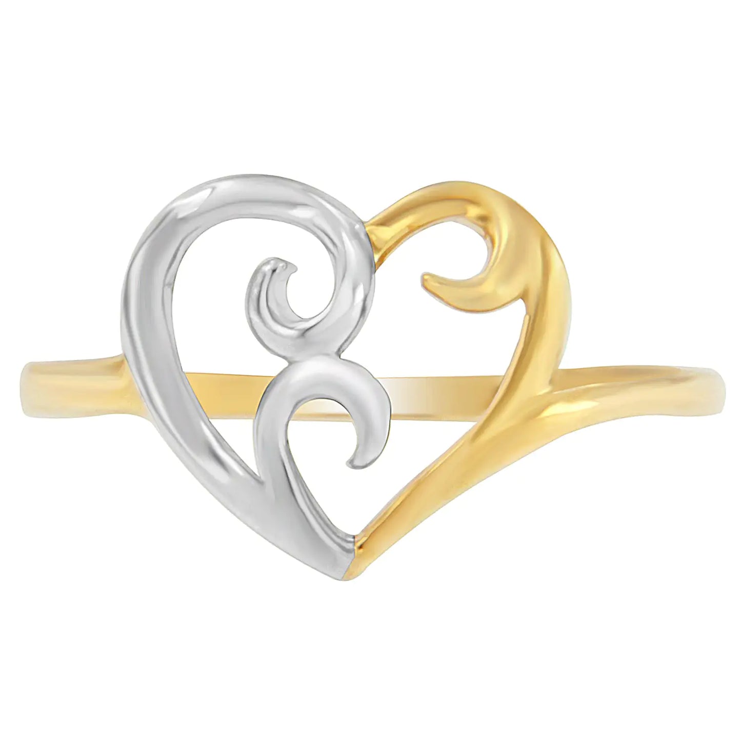10K Two-Tone Gold Heart Ring - Glide Goods LLC