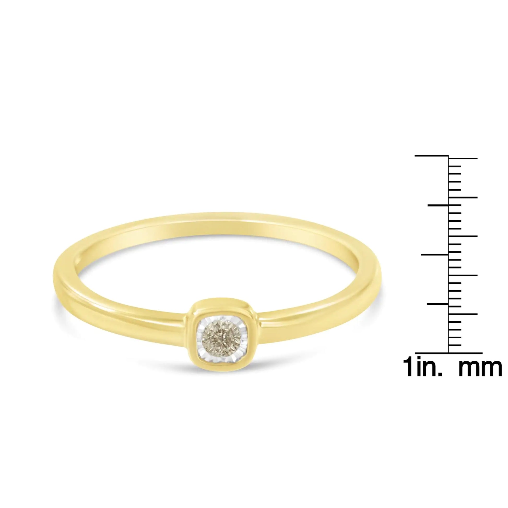 14K Yellow Gold Plated .925 Sterling Silver 1/20 Carat Diamond Square Cushion-Shaped Miracle Set Petite Fashion Promise Ring (J-K Color, I1-I2 Clarity) - Glide Goods LLC