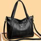 Spacious Genuine Leather Women's Bag - Black Tote (One) - Glide Goods LLC