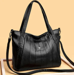 Spacious Genuine Leather Women's Bag - Black Tote (One) - Glide Goods LLC