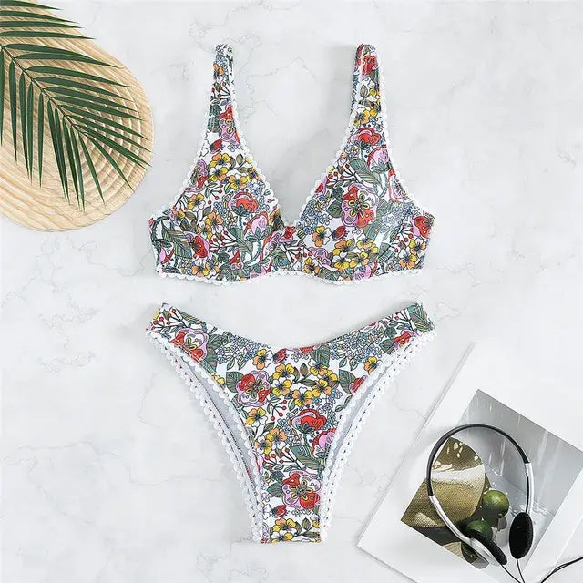 Back Knotted Beach Wear Bathing Suit - Glide Goods LLC