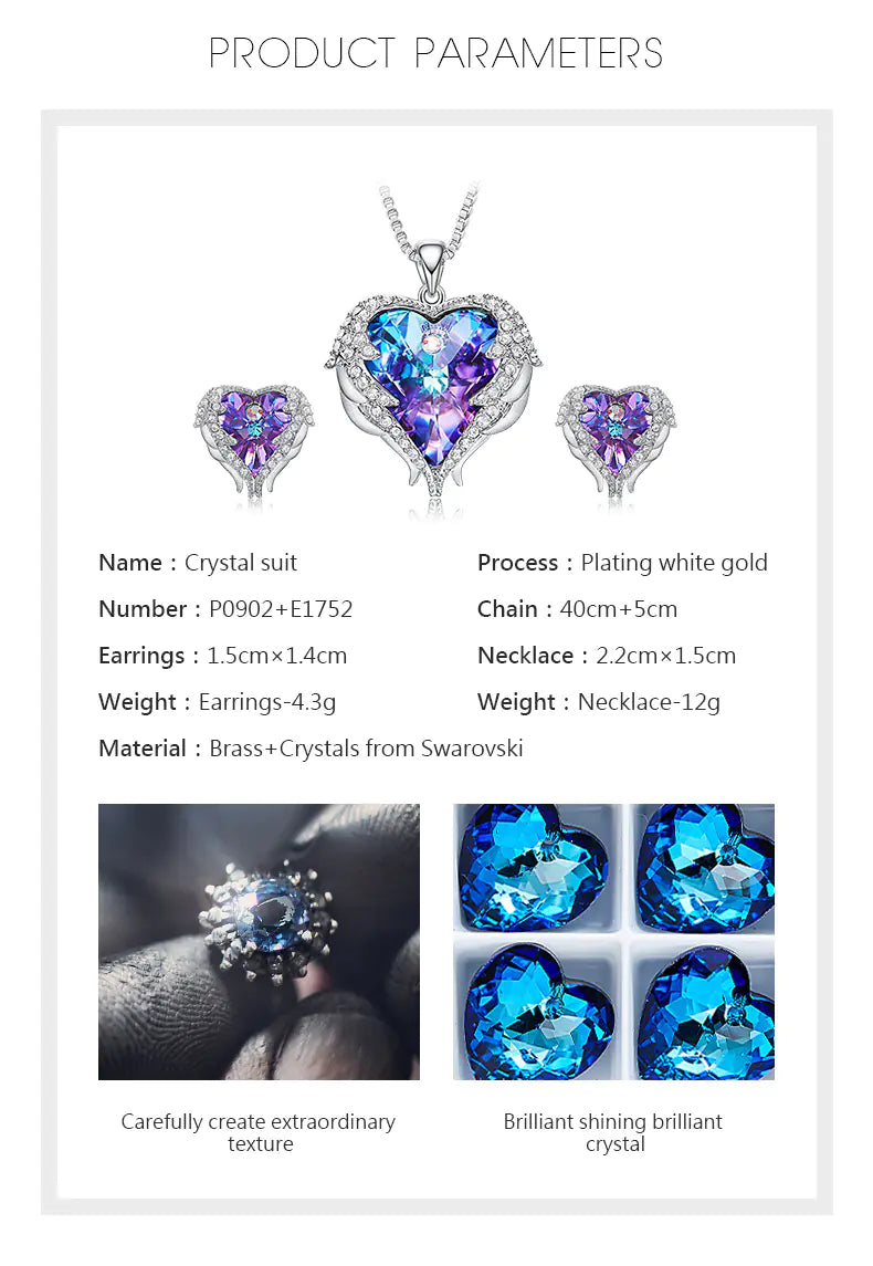 Heart Crystal Necklace - Glide Goods LLC
