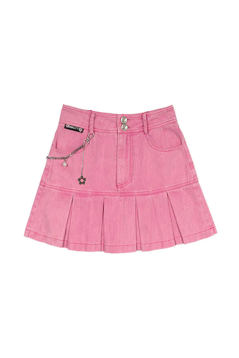 Women's Pleated Denim Skirt - Hot Girl Style