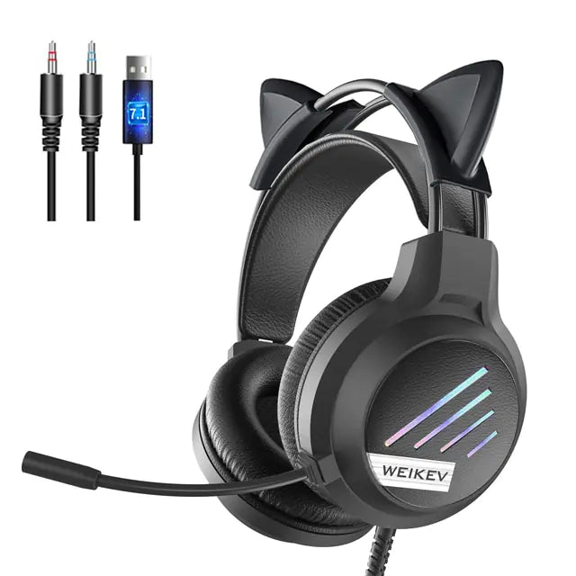 RGB Light Gamer Headset Cat Ear Gaming Headphones - Glide Goods LLC