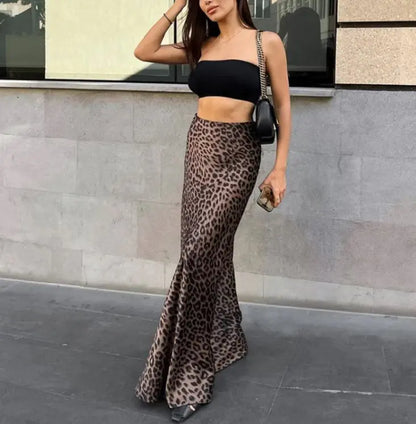 Leopard Print Dress Fashion Mermaid Skirt Womens Clothing - Glide Goods LLC
