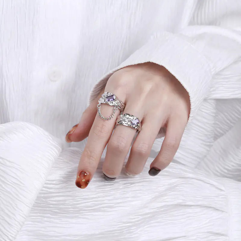 S925 Sterling Silver Korean Style Adjustable Zircon Ring