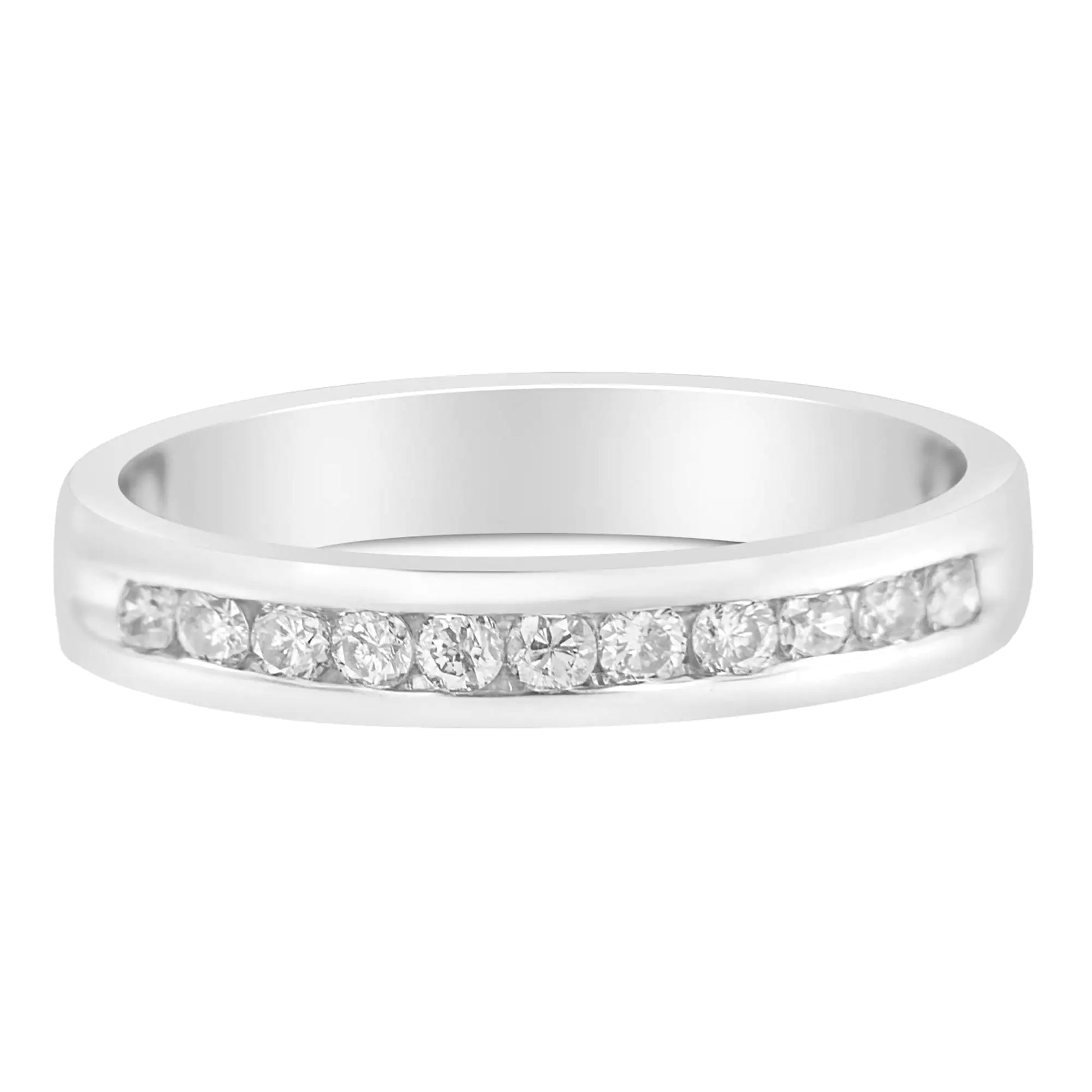 18K White Gold 1/4 Cttw Channel Set Brilliant Round-Cut Diamond Classic 11 Stone Wedding Band Ring (E-F Color, I1-I2 Clarity) - Glide Goods LLC