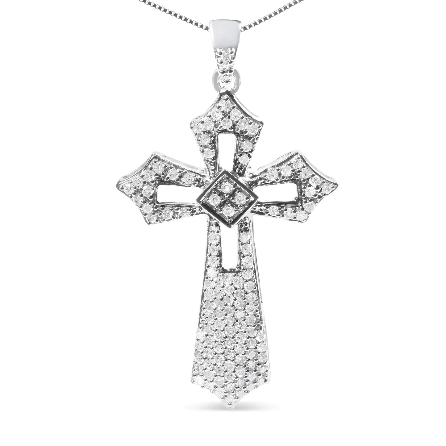 A radiant blend of elegance and faith in sterling silver and diamonds. - Glide Goods LLC