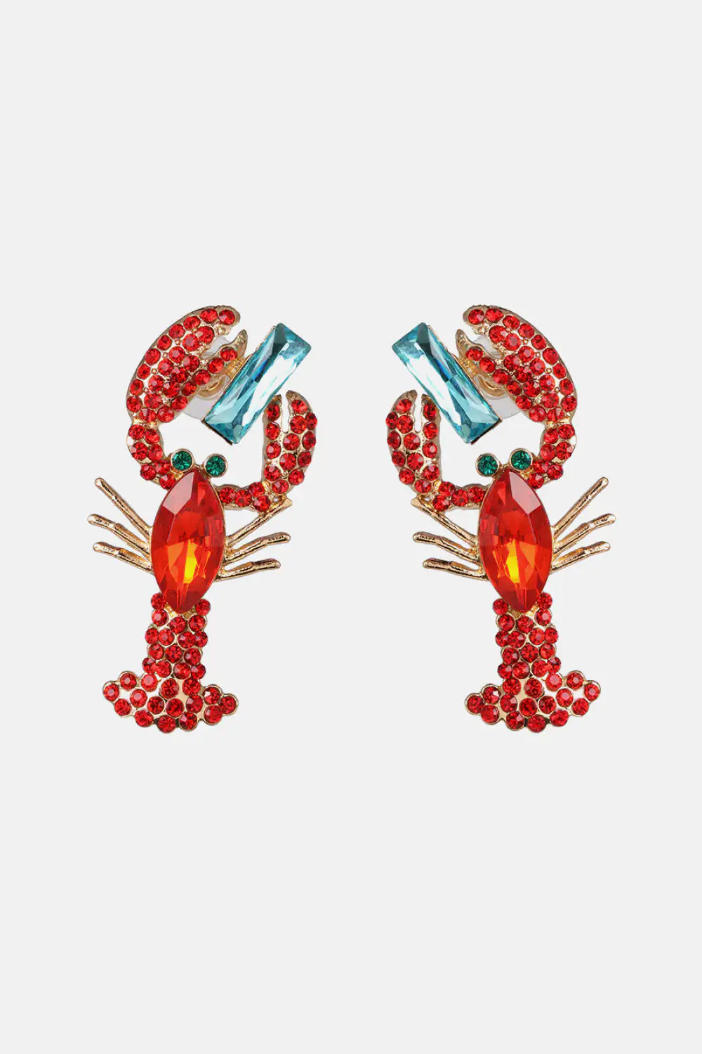 Lobster Shape Glass Stone Dangle Earrings - Glide Goods LLC