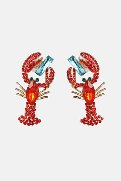 Lobster Shape Glass Stone Dangle Earrings - Glide Goods LLC