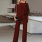 WOLFF Women's Elegant Cold Shoulder Two-Piece Set (One Set) - Glide Goods LLC