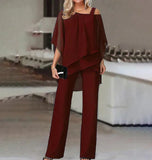 WOLFF Women's Elegant Cold Shoulder Two-Piece Set (One Set) - Glide Goods LLC