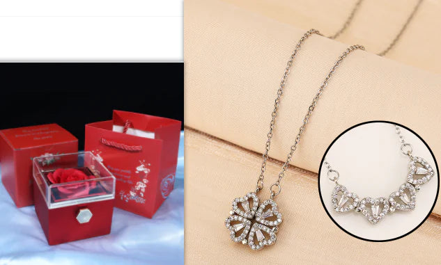 Four-Leaf Clover & Heart Necklace Gift Set - Dainty Gold Jewelry - Glide Goods LLC