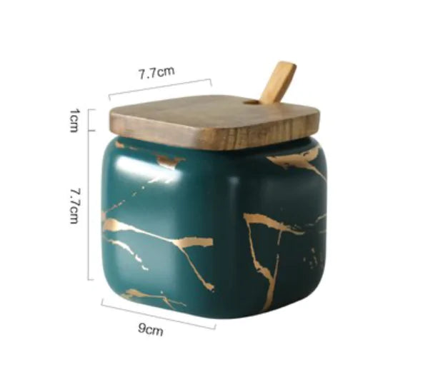Marble Pattern Ceramic Kitchen Seasoning Tank Set - Glide Goods LLC