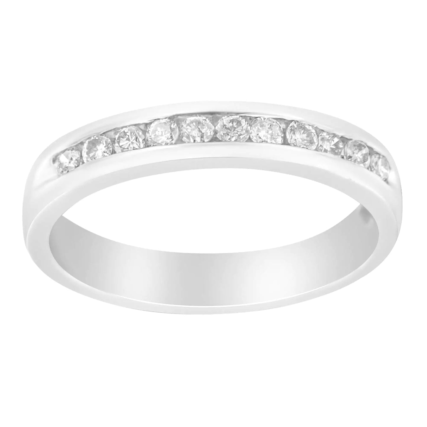 18K White Gold 1/4 Cttw Channel Set Brilliant Round-Cut Diamond Classic 11 Stone Wedding Band Ring (E-F Color, I1-I2 Clarity) - Glide Goods LLC