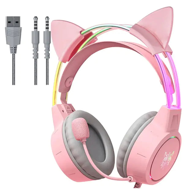 RGB Light Gamer Headset Cat Ear Gaming Headphones - Glide Goods LLC