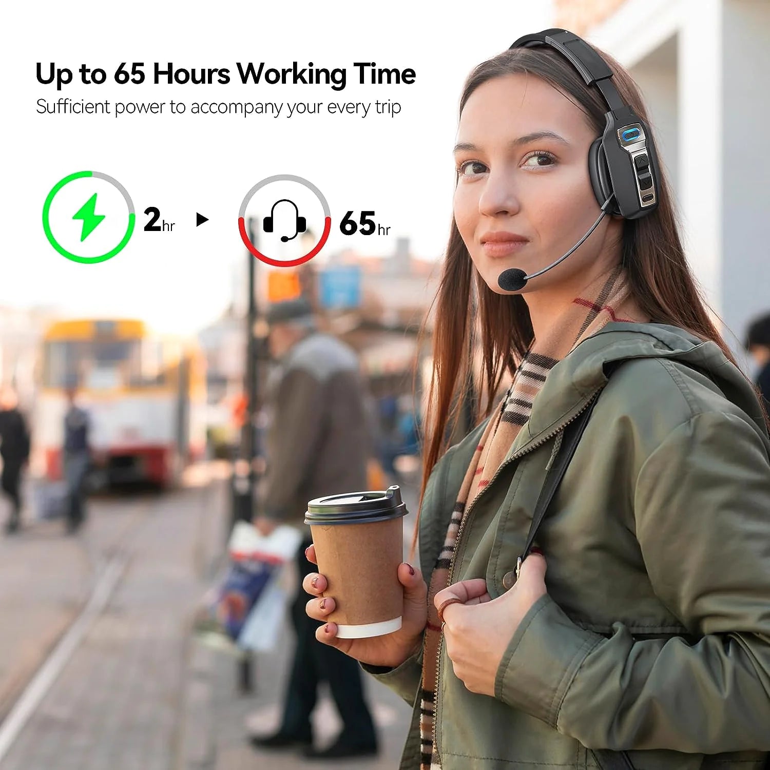 Trucker Bluetooth 5.2 Wireless Headset With Noise Cancelling Mic For Phones PC - Glide Goods LLC