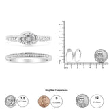 .925 Sterling Silver 1/4 Cttw Diamond Halo and Swirl Engagement Ring and Wedding Band Set (I-J Color, I3 Clarity) - Glide Goods LLC
