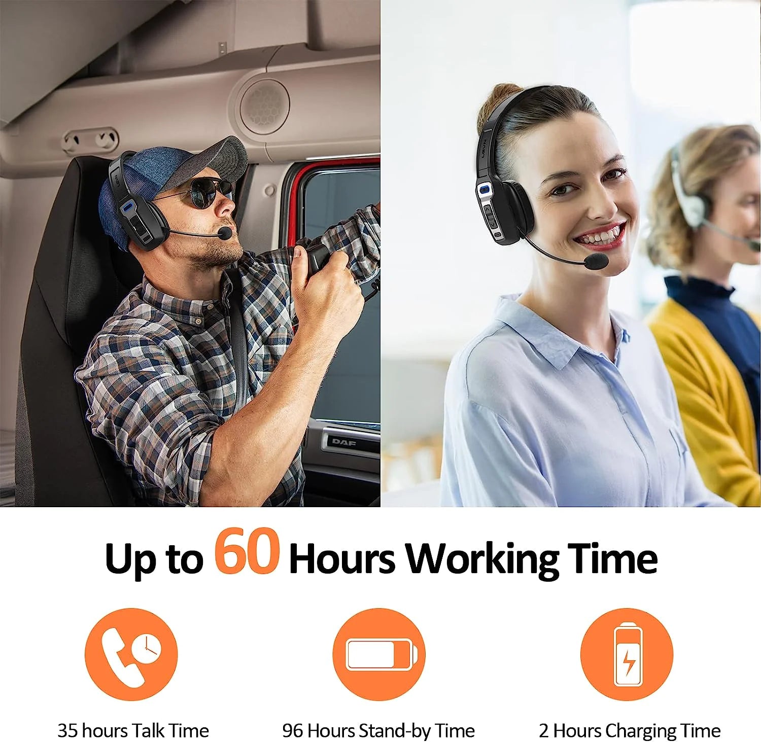 Trucker Bluetooth 5.2 Wireless Headset With Noise Cancelling Mic For Phones PC - Glide Goods LLC