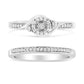 .925 Sterling Silver 1/4 Cttw Diamond Halo and Swirl Engagement Ring and Wedding Band Set (I-J Color, I3 Clarity) - Glide Goods LLC