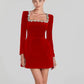 Chloe™ Elegant Summer Long Sleeve Dress with Rhinestones - Glide Goods LLC