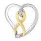 14K Gold and Silver Heart Bow Pendant Necklace - Glide Goods LLC
