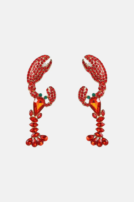 Lobster Shape Glass Stone Dangle Earrings - Glide Goods LLC