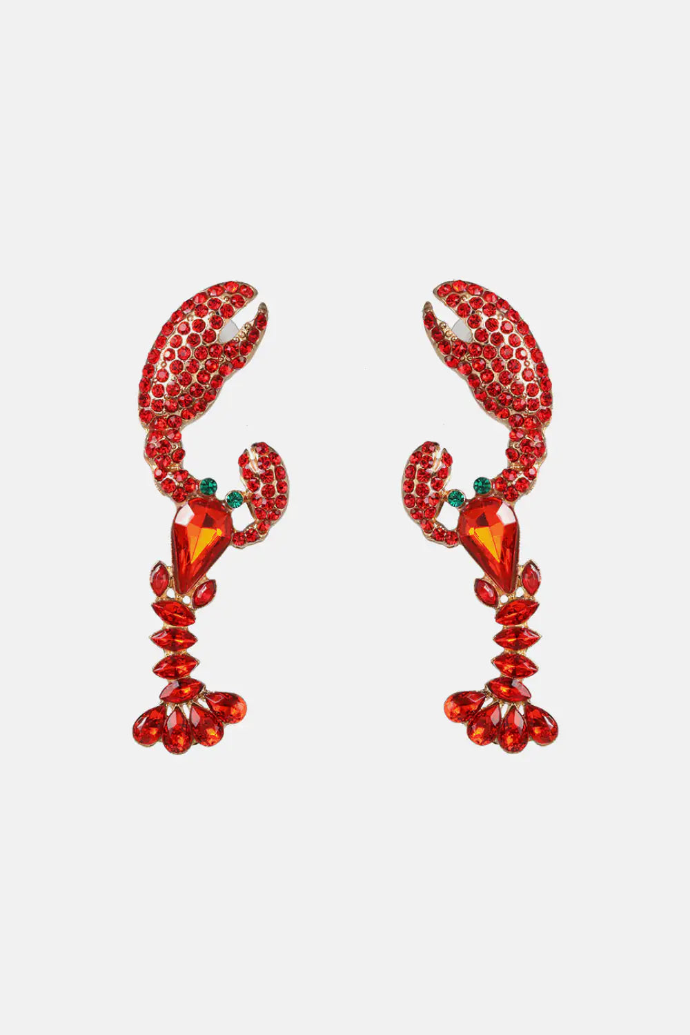 Lobster Shape Glass Stone Dangle Earrings - Glide Goods LLC