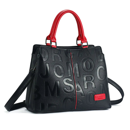 NEWSTYP Ladies Quality Leather Letter Shoulder Bags for Women 2021 Luxury Handbags Women Bags Designer Fashion Large Capacity Tote Bag (Red) - Glide Goods LLC