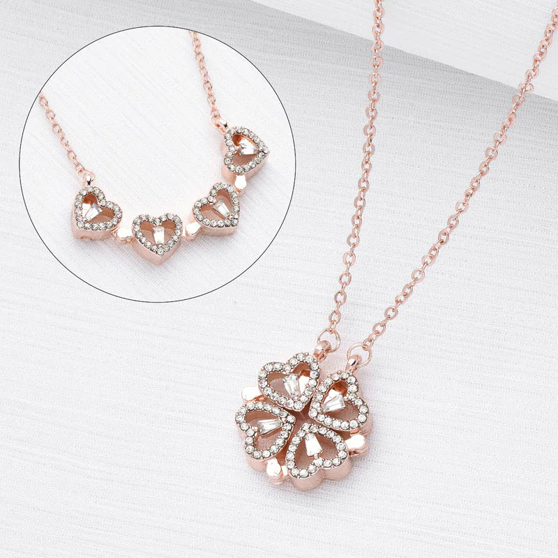 Four-Leaf Clover & Heart Necklace Gift Set - Dainty Gold Jewelry - Glide Goods LLC