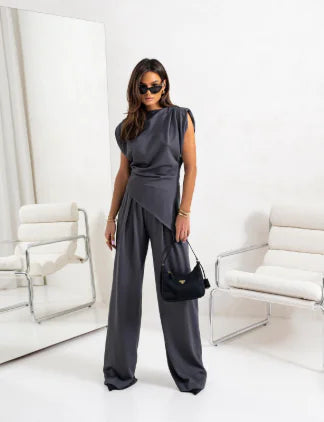 Women's Elegant Summer Two-Piece Set with Top & Pants - Glide Goods LLC