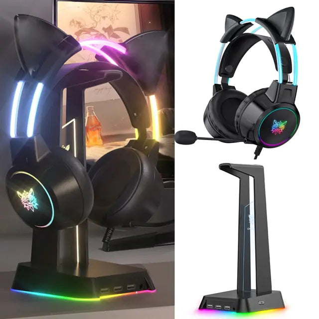 RGB Light Gamer Headset Cat Ear Gaming Headphones - Glide Goods LLC