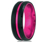 Black Tungsten and Hot Pink Stripe Ring - Glide Goods LLC
