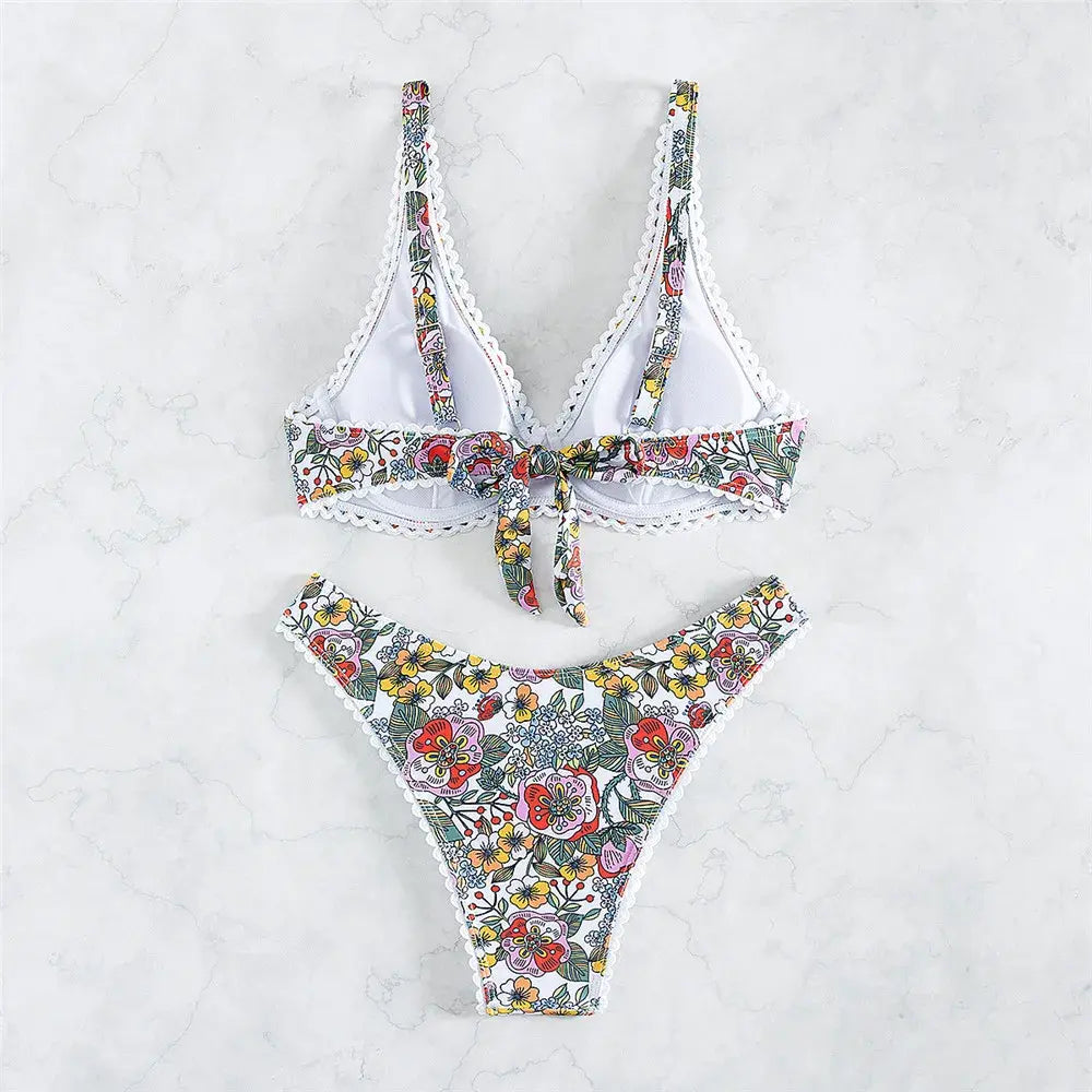Back Knotted Beach Wear Bathing Suit - Glide Goods LLC