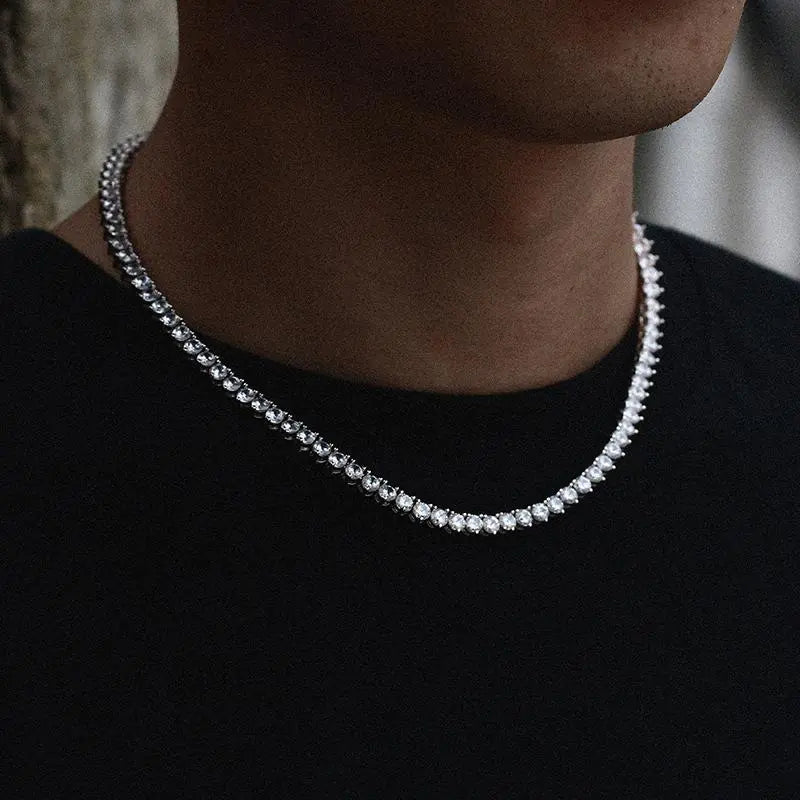Three Prong Tennis Chain Necklace - Glide Goods LLC