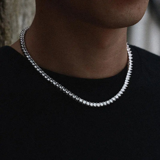 Three Prong Tennis Chain Necklace - Glide Goods LLC
