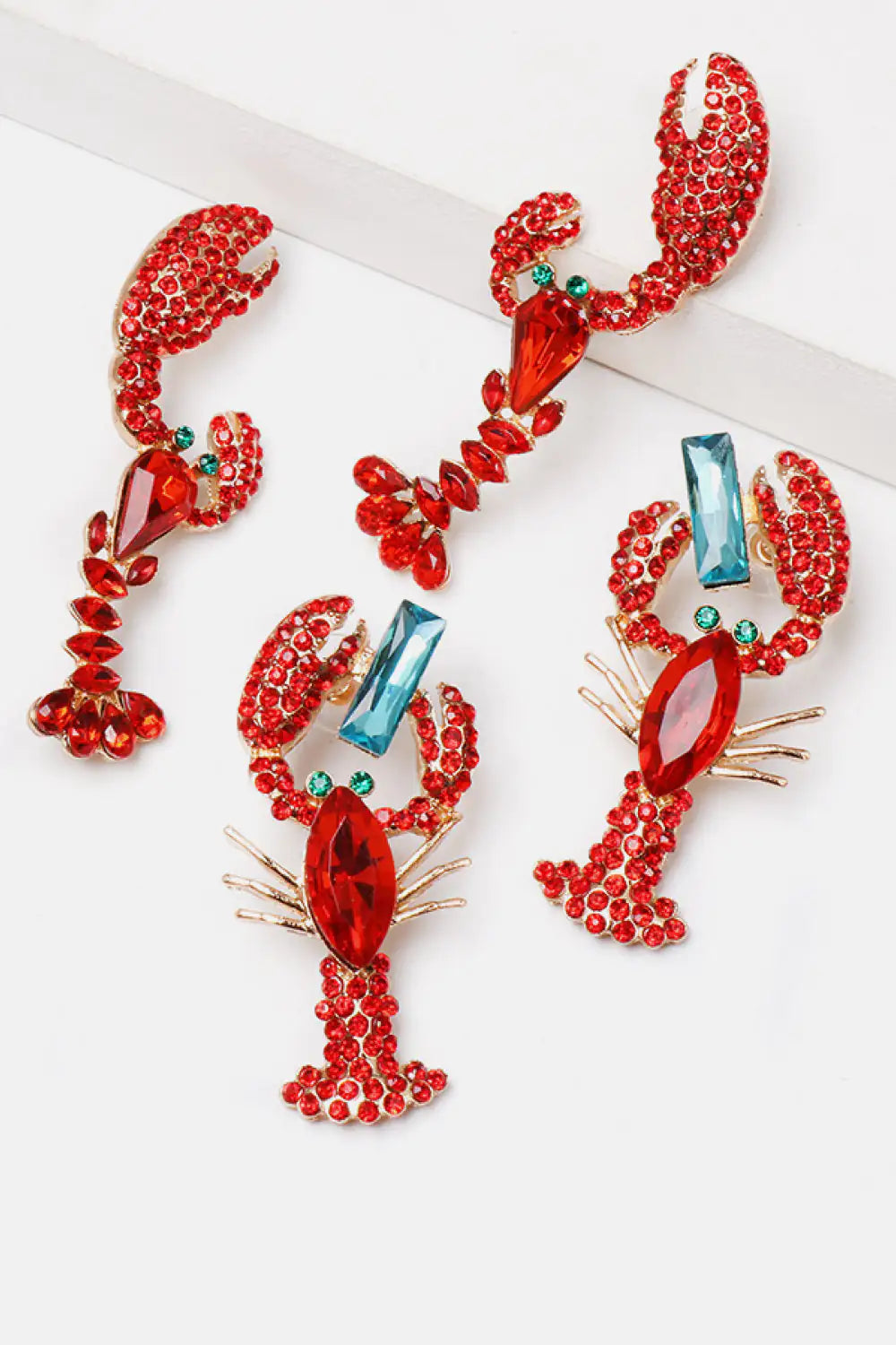 Lobster Shape Glass Stone Dangle Earrings - Glide Goods LLC