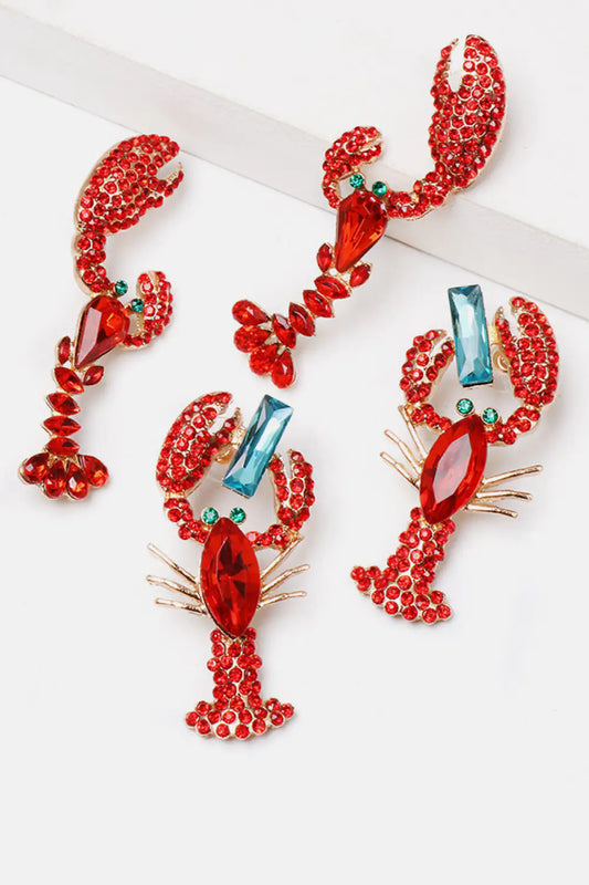 Lobster Shape Glass Stone Dangle Earrings - Glide Goods LLC