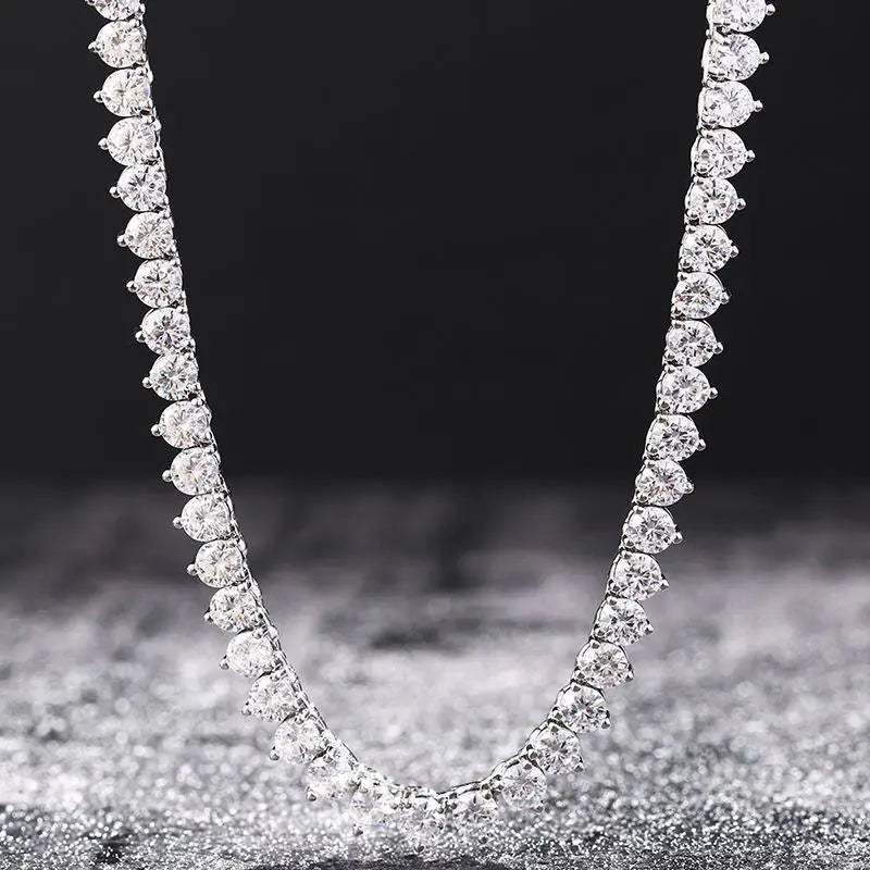 Three Prong Tennis Chain Necklace - Glide Goods LLC