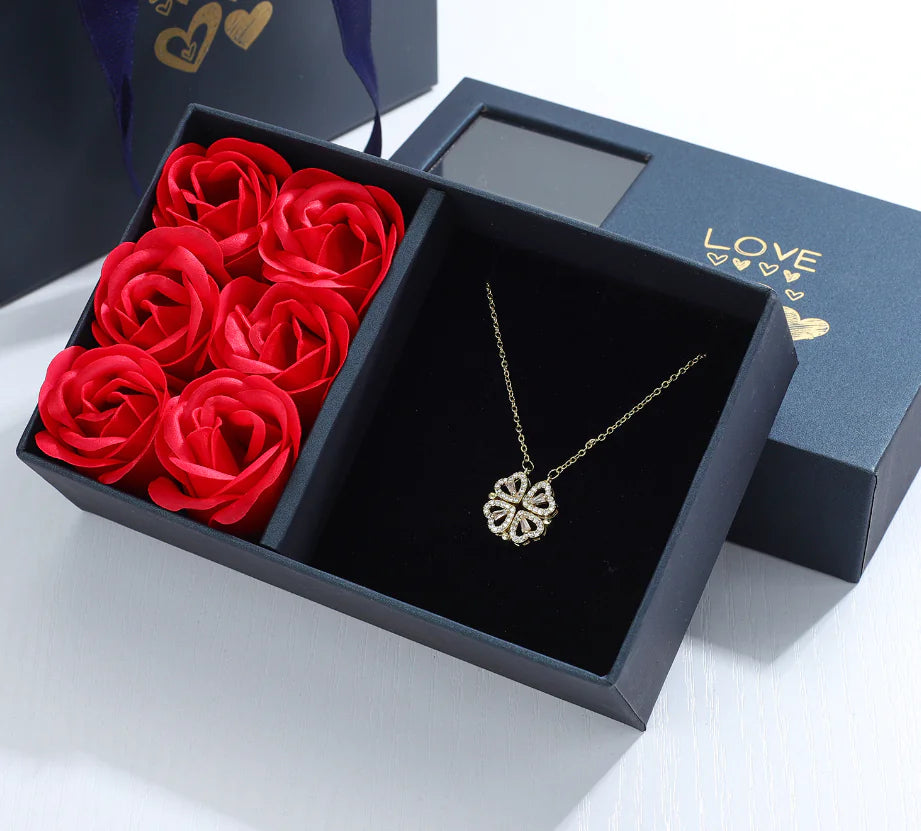 Four-Leaf Clover & Heart Necklace Gift Set - Dainty Gold Jewelry - Glide Goods LLC