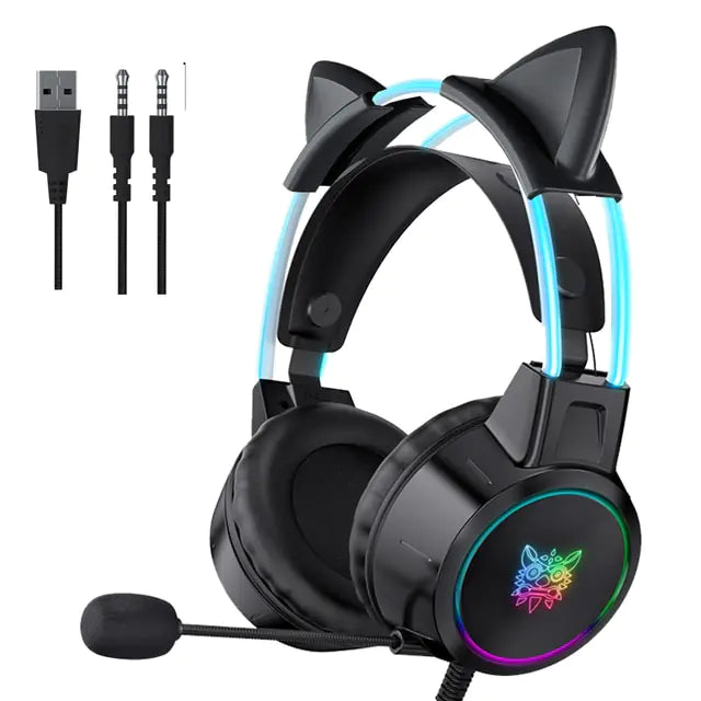 RGB Light Gamer Headset Cat Ear Gaming Headphones - Glide Goods LLC