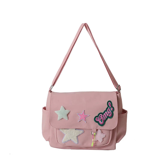 Extolove Cute Messenger Bag Canvas Crossbody Bags for Women Kawaii Messenger Bags Purses (B Pink) - Glide Goods LLC
