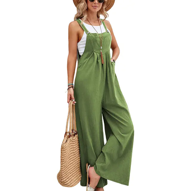 2023 Summer Women’s Casual Loose Wide Leg Jumpsuit