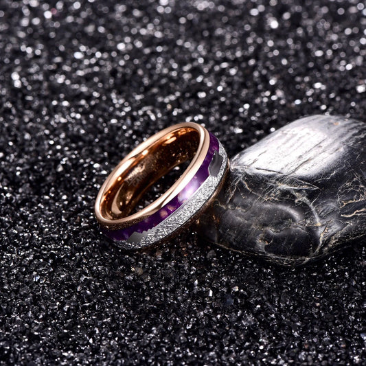 Purple and Rose Gold Arrow Tungsten Ring - Glide Goods LLC