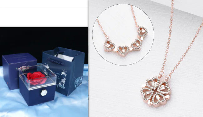 Four-Leaf Clover & Heart Necklace Gift Set - Dainty Gold Jewelry - Glide Goods LLC